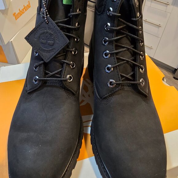 MENS TIMBERLAND 6 INCH PREMIUM WARM LINED BLACK NUBUCK BOOTS SIZE 10 NEW - Picture 3 of 12